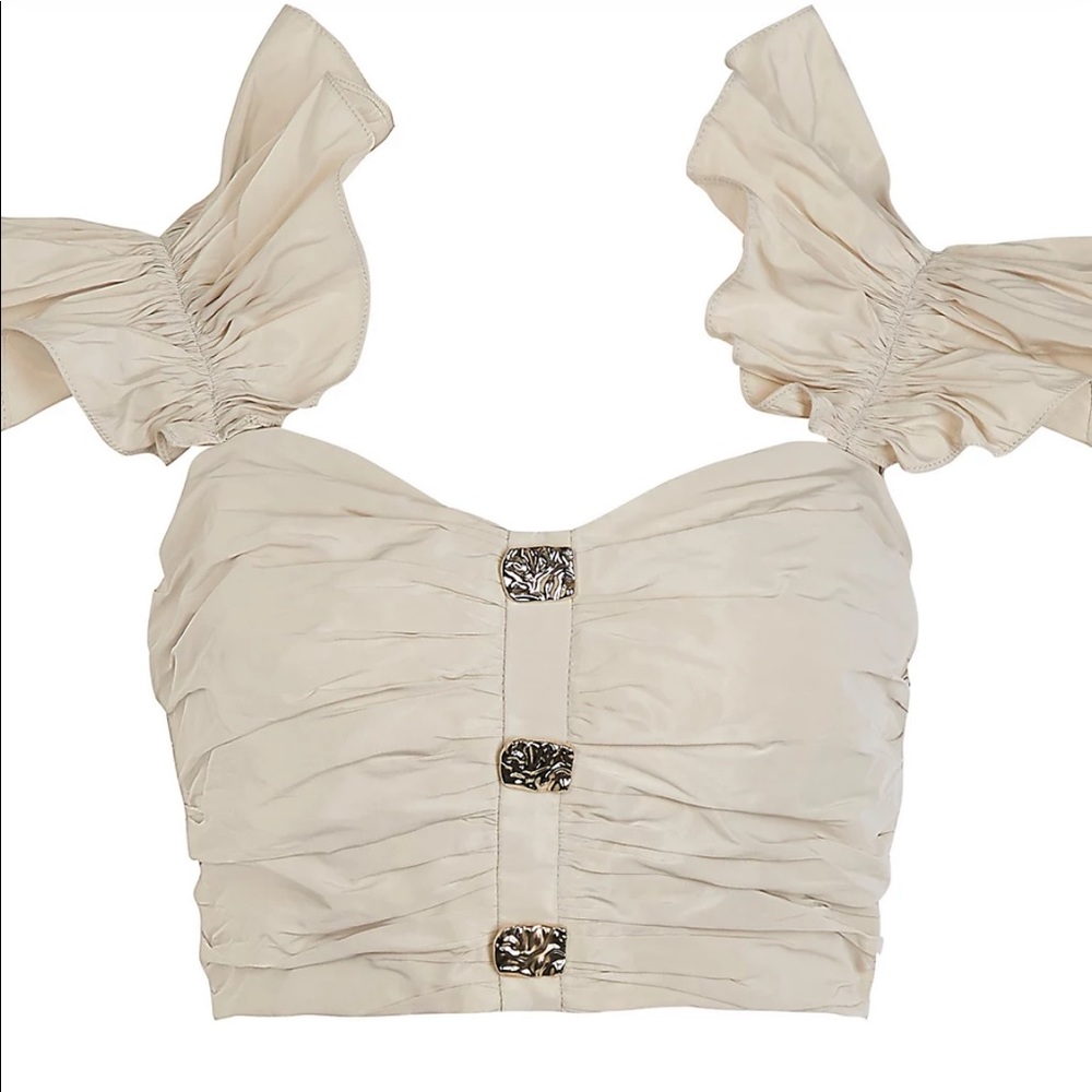 Cropped Ruffle Sleeve Top - Picture 5 of 6